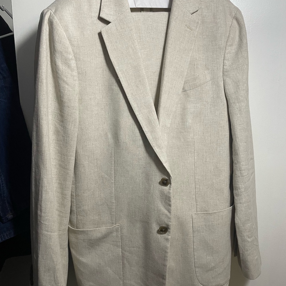 Banana Republic Beige Cotton Linen Suit